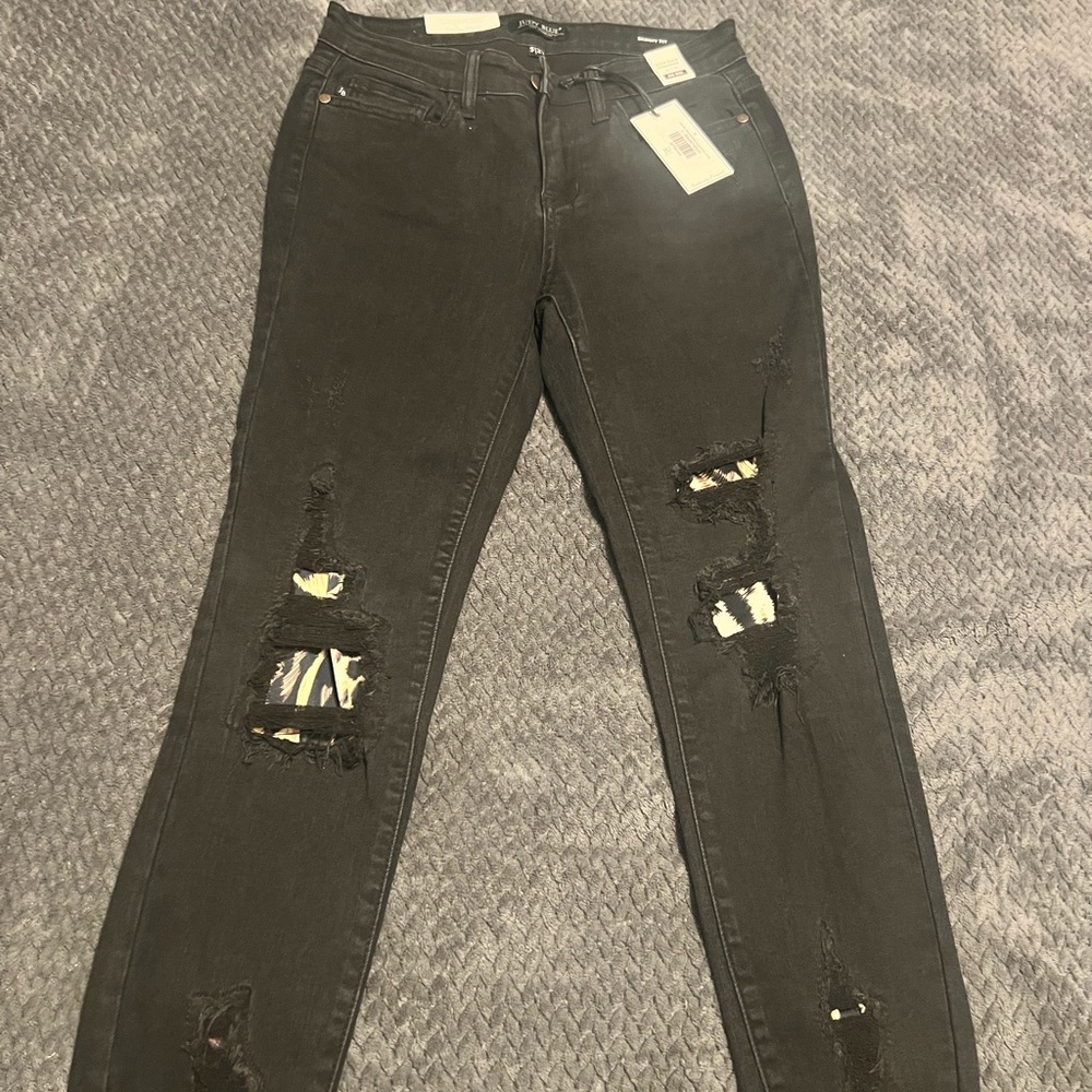 Black Judy Blue Jeans with Leopard Print